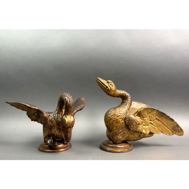 Louis XVI Gilded Wood Swan Sculptures, Italy, 18th Century, Set of 2 For Sale - Image 14 of 14
