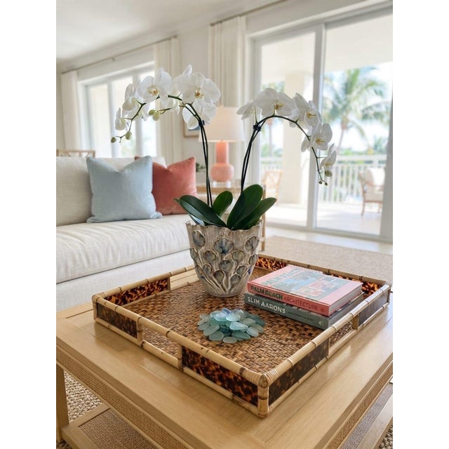 Italian Hand-Crafted Ceramic Floral Relief Planter For Sale - Image 10 of 12