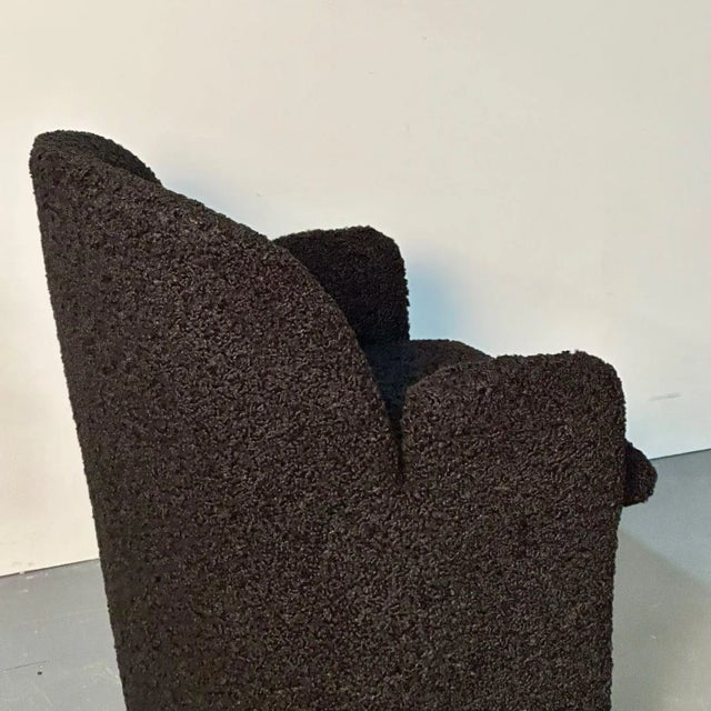2000 - 2009 Single Mid-Century Modern Style Arm / Lounge Chair, Black Boucle, Organic Form For Sale - Image 5 of 13
