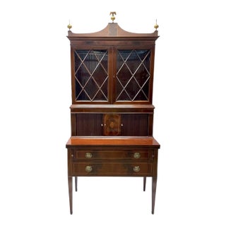 Vintage Mahogany Secretary With Inlay For Sale