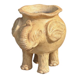Vintage Large Ceramic Elephant Planter For Sale