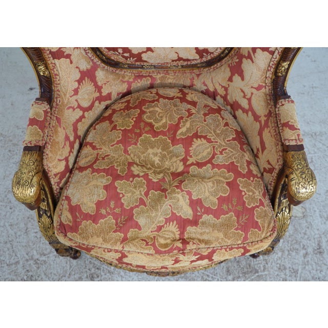 Pair of Louis XV Style Carved Bergere Wing Chairs For Sale - Image 10 of 18
