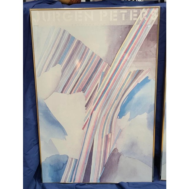 1980s 2 Jurgen Peters Framed Geometric Prints 1985 Editions Limited Lithographs For Sale - Image 11 of 12