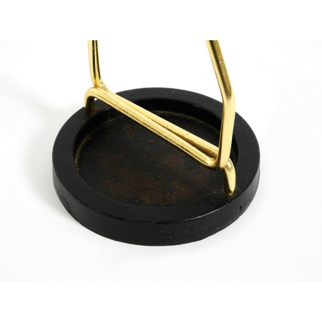 Mid-Century Modern Umbrella Stand in Brass and Black Cast Iron Base, 1950s For Sale - Image 6 of 11