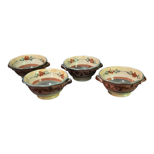 Late 20th Century Set of Four Certified International Pamila Gladding Rustic Tuscan Landscape Handled Bowls