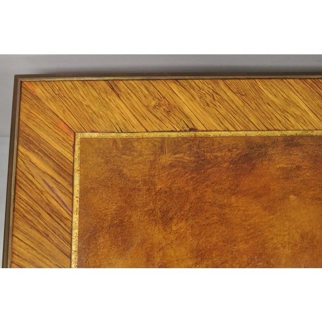 Vintage French Louis XV Style Figural Bronze Ormolu Leather Top Desk Bureau Plat For Sale In Philadelphia - Image 6 of 12