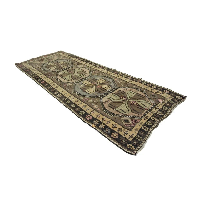 Mid-Century Modern Vintage Turkish Kars Kilim Rug For Sale - Image 3 of 7