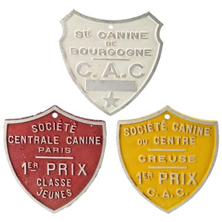 Vintage French Dog Show Award Plaques - Set of 3 For Sale