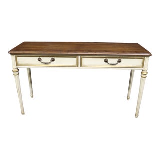 Henredon Louis XVI Style Oak & Cream Console Table For Sale