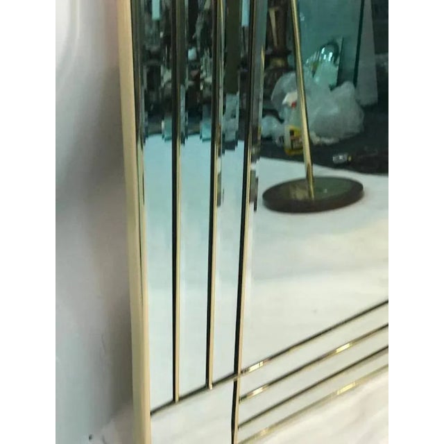 Modernist Brass Framed Wall Mirror For Sale - Image 4 of 7