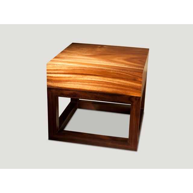 Andrianna Shamaris Minimalist Suar Wood Side Table For Sale - Image 4 of 5