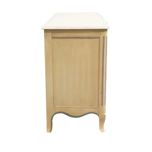 John Widdicomb Country French Provincial Off White Hand Painted 64" Double Dresser For Sale - Image 13 of 15