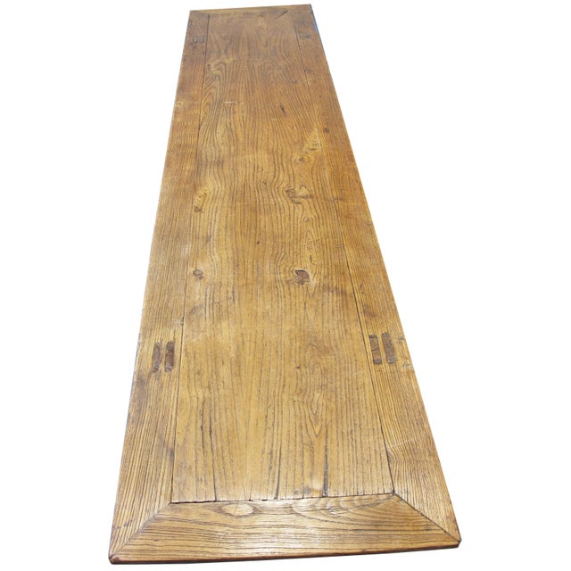 Wood 81 Inch Long Elm Bench For Sale - Image 7 of 8