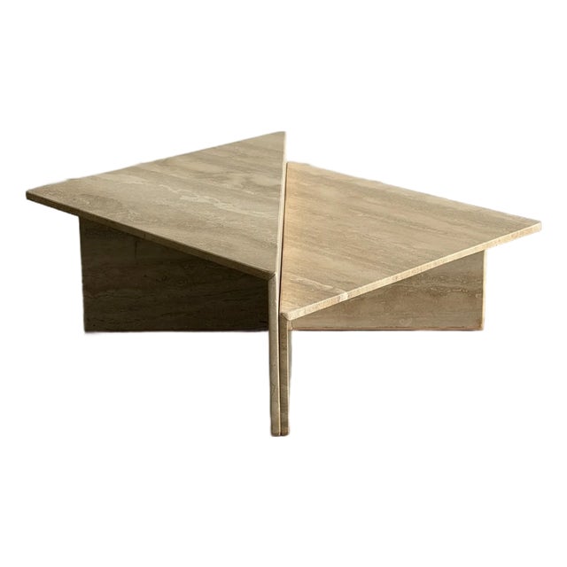 1970s Honed Travertine Coffee Table Set - Two Piece For Sale