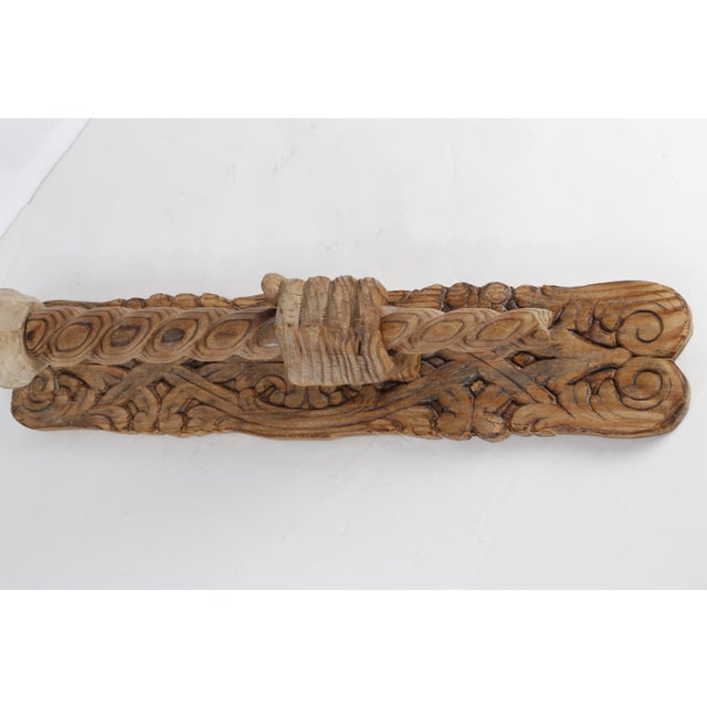African Vintage Hand-Carved Wooden Wall Candle Holder | Folk Art Rustic Architectural Wall Sculpture For Sale - Image 3 of 16