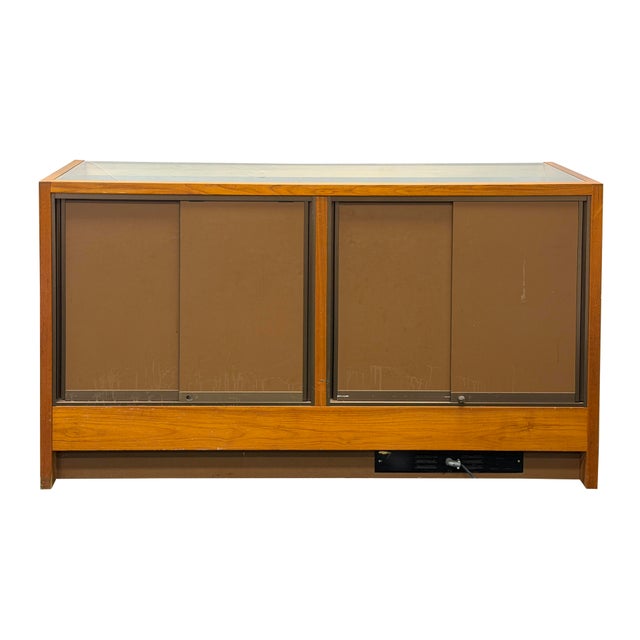 Vintage Glass Top Shelves Storage Display Showcase Cabinet For Sale - Image 4 of 17