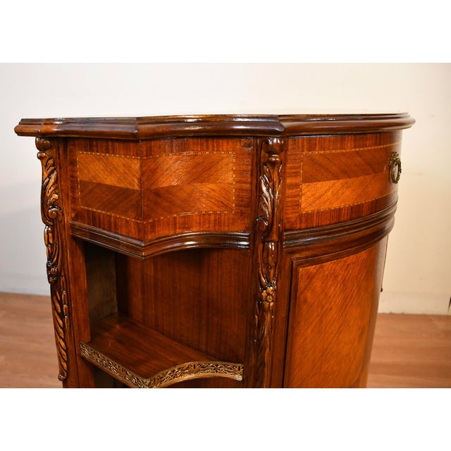 1920s 1920s Antique French Louis XV Walnut & Satinwood Inlay Cabinet Entry Hall Stand For Sale - Image 5 of 18