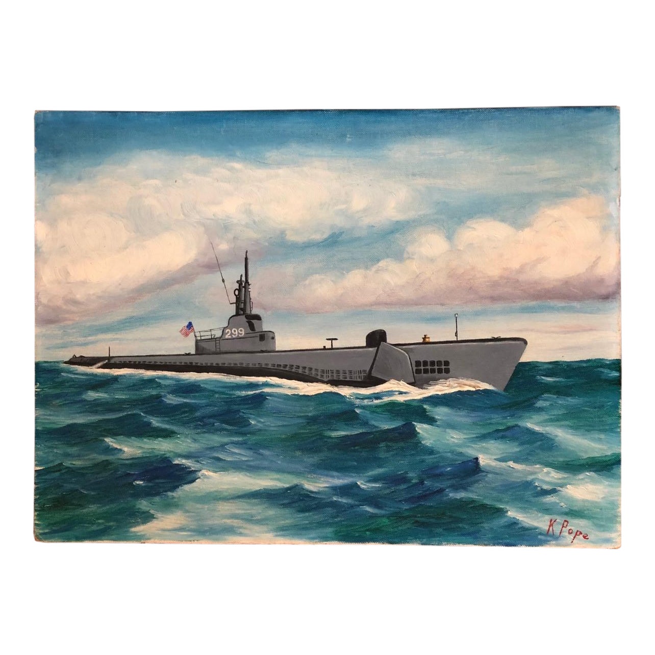 Vintage Oil Painting Men Against the Sea Chairish