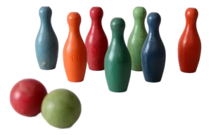 Vintage Wooden Tabletop Bowling Skittles