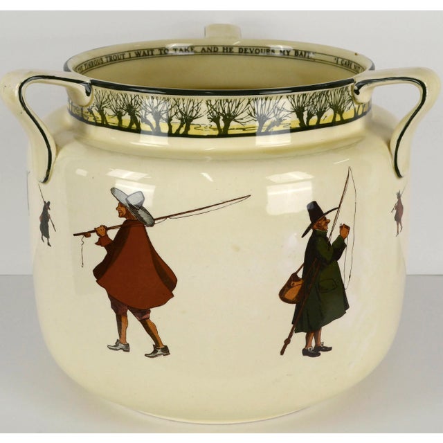 Large late 19th century stoneware jardiniere, a Royal Doulton Isaac Walton Series Ware piece by Charles Noke (English,...