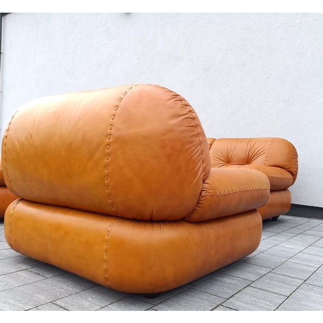 Cognac Leather Sapporo Armchair from Mobil Girgi, Italy, 1970s, in Very Good conditions. Designed 1970 to 1979 This piece...