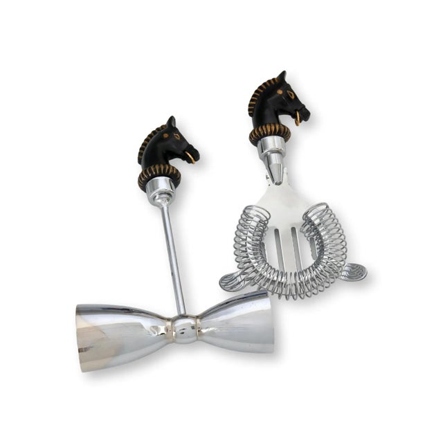 Midcentury Horse Head Cocktail / Martini Bar Tools For Sale - Image 4 of 4