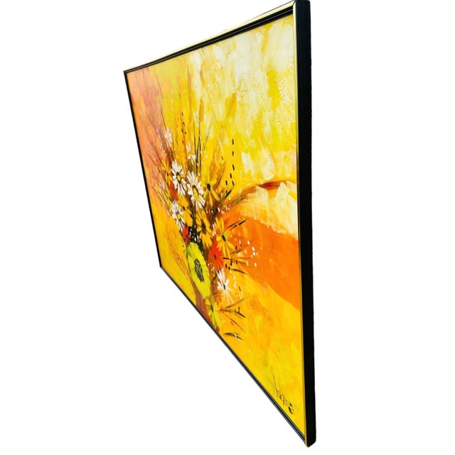 Mid Century Modern Oil on Canvas Floral Painting by Adams For Sale - Image 4 of 8