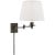 Triple Swing Arm Wall Lamp in Bronze with Silk Shade Height: 13" Extension: 18.5" Backplate: 3.5" x 4.5" Rectangle...
