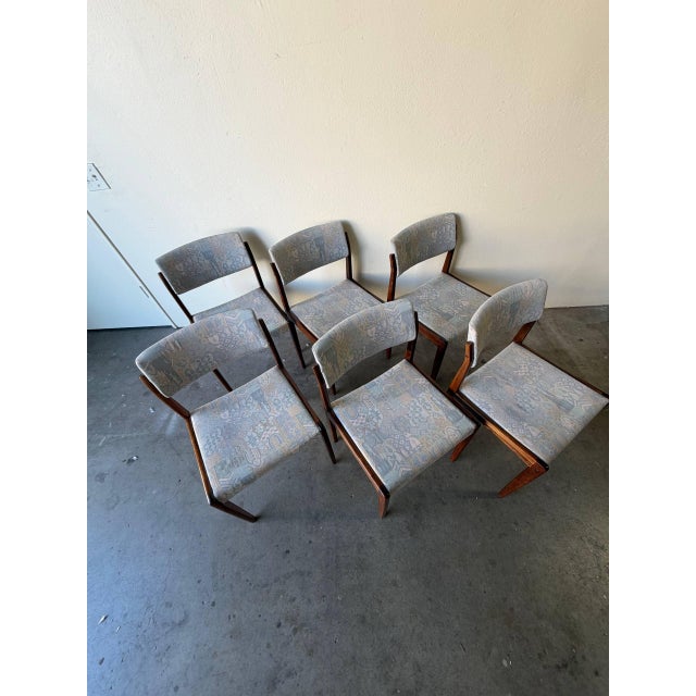 1960s Set of 6 Danish Rosewood Dining Chairs by Bramin - Vintage Scandinavian Modern Upholstered Chairs 1960s For Sale - Image 5 of 10