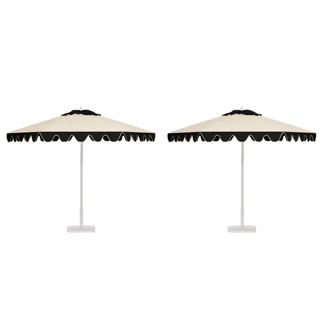 Contemporary Espresso Ice 9' Patio Umbrella, Black & Cream, Set of 2 For Sale - Image 3 of 3