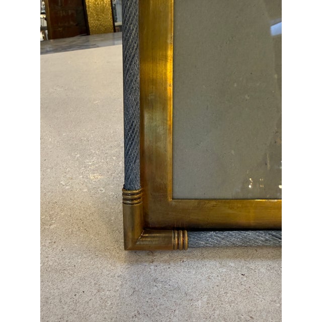 1970s Vintage Italian Brass Photo Frame With Steel Cable Detail, 1970s For Sale - Image 5 of 9