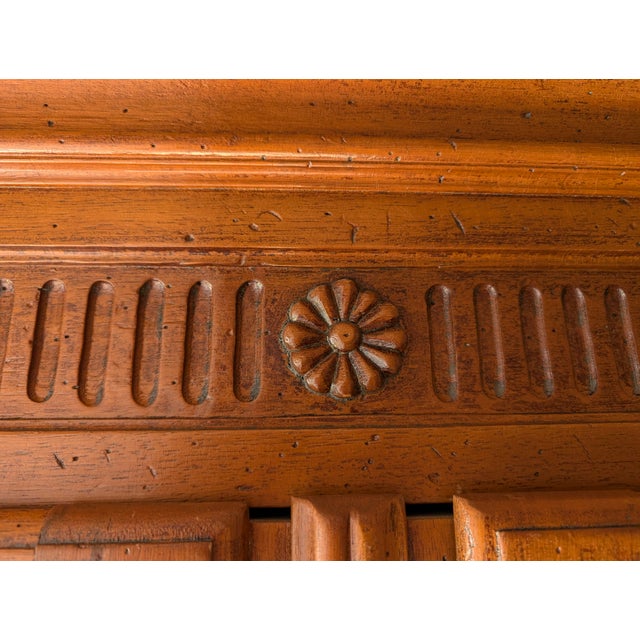 French Provincial 1990s Large Italian Hand-Crafted Armoire – Solid Walnut/Cherry For Sale - Image 3 of 9