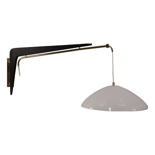 241P Wall Light in Acrylic Glass, Teak, and Brass from Robert Mathieu, 1950s For Sale