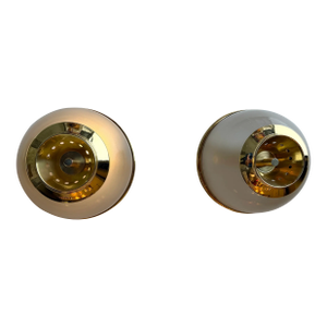 Pair of Brass and Glass Azucena Sconces by Luigi Caccia Dominioni, Italy, 1960s