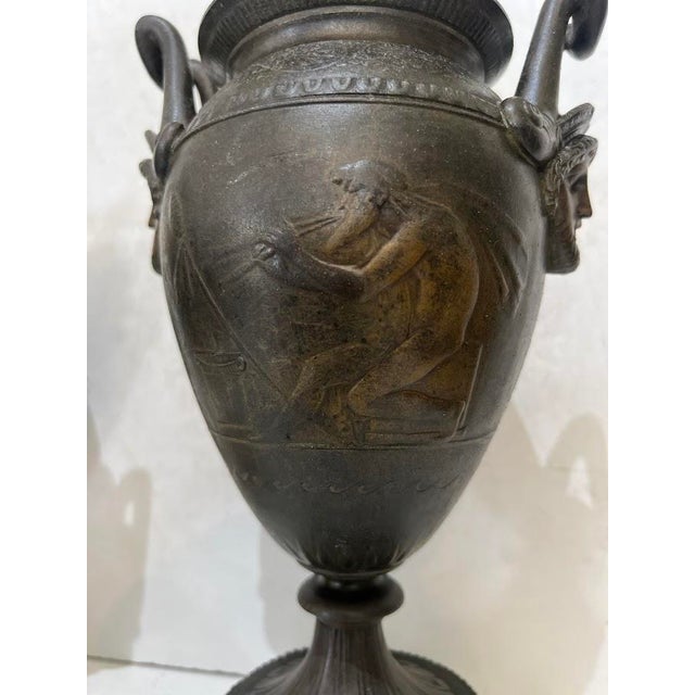 Patinated Spelter Vases, 19th Century, Set of 2 For Sale - Image 11 of 12