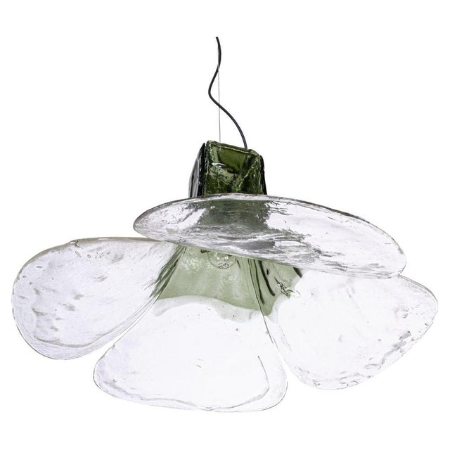 Tulip Pendant Lamp in Green and Clear Murano Glass by Carlo Nason for AV Mazzega, Italy, 1960s For Sale - Image 12 of 12