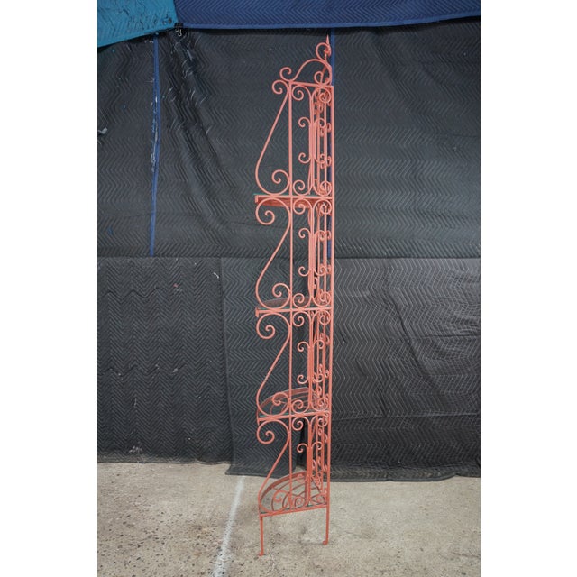 Late 20th Century Vintage French Style Red Scrolled Wrought Iron Four-Tier Corner Etagere Stand For Sale - Image 5 of 18