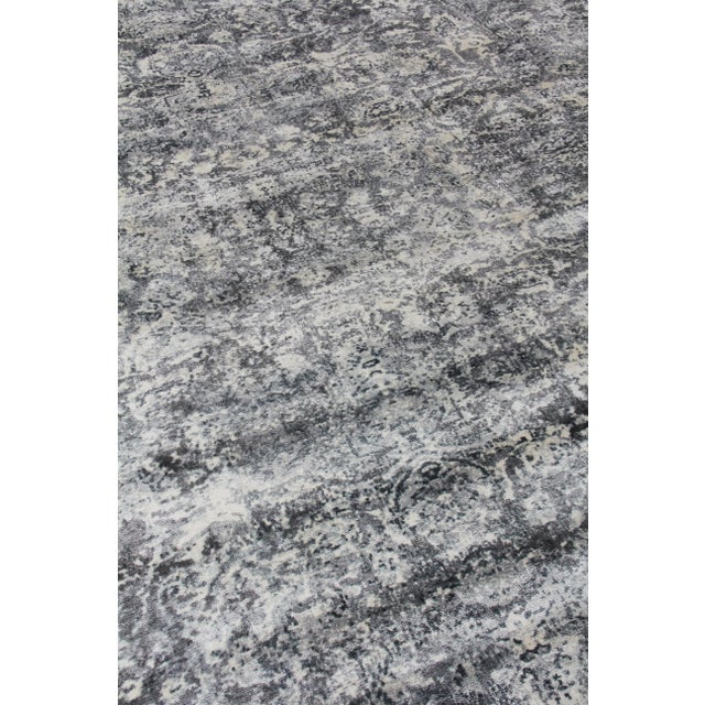 Newport Hand loom Bamboo/Silk Navy Blue/Beige Rug-9'x12" For Sale In Los Angeles - Image 6 of 8