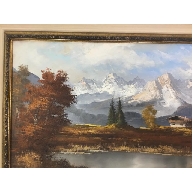 Classic European Alpine Landscape -Oil on Canvas For Sale - Image 6 of 9