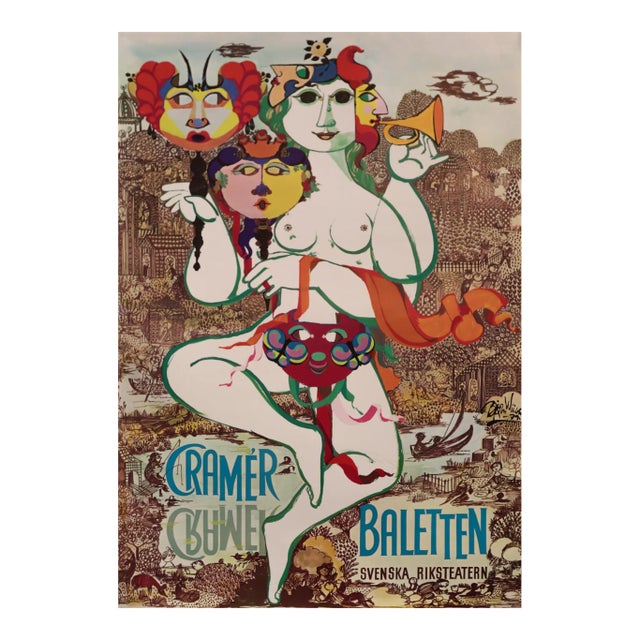 1979 Danish Bjorn Wiinblad Ballet Poster - Cramér Baletten For Sale
