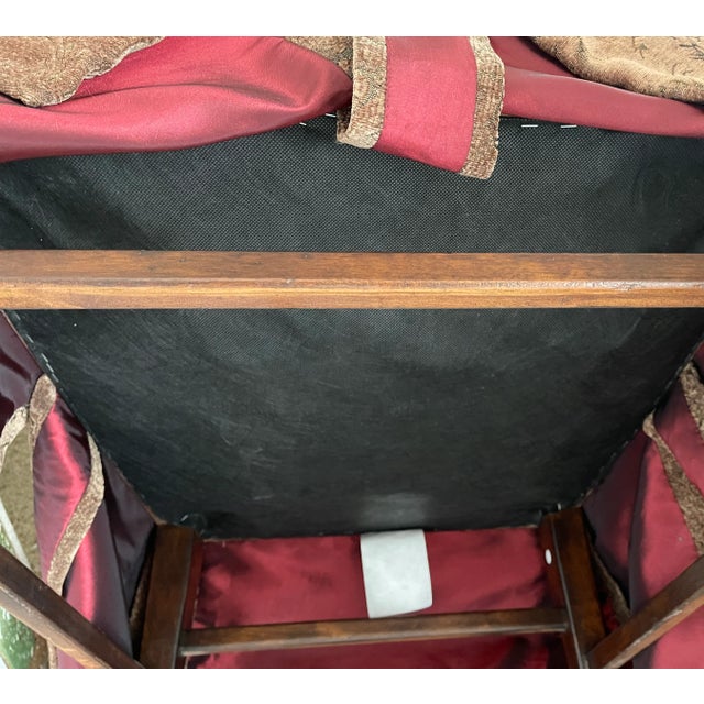 Chestnut Tapestry Velvet High-Back King & Queen Chairs- a Pair For Sale - Image 4 of 9