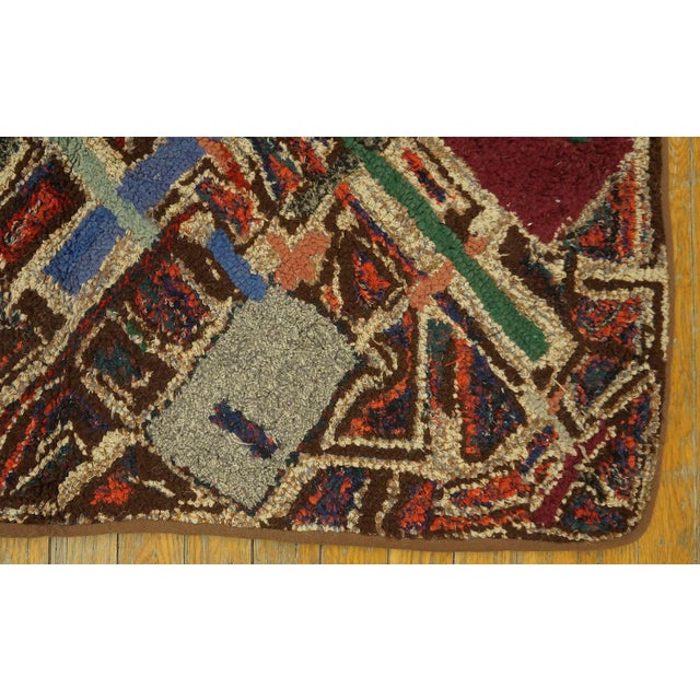 1940s Multicolor Abstract Folk Art American Hooked Rug 2'5" X 3'6" Handknotted Wool Carpet For Sale - Image 10 of 12