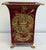 French Provincial Vintage French Provincial Burgundy and Gold Tole Vase Cachepot Jardinere Waste Bin For Sale - Image 3 of 9