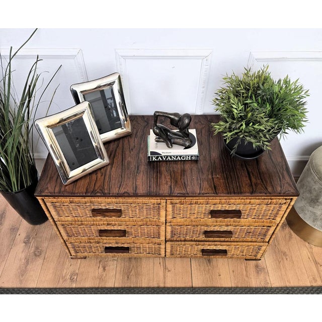 Vintage Italian Bamboo and Rattan Bohemian Chest of Drawers, 1960s For Sale - Image 6 of 9