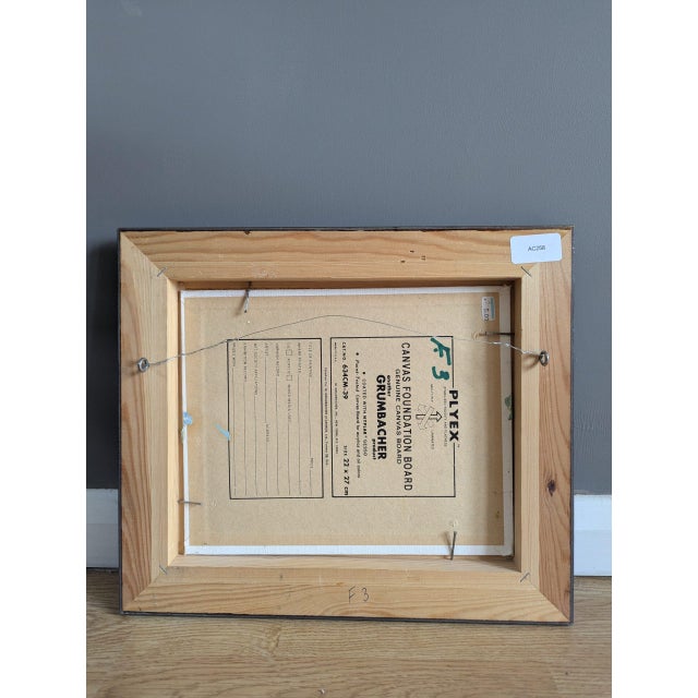 Mid-Century Modern 'Echoes of the Coast' Original Mini Abstract Coastal Landscape Oil Painting, Framed For Sale - Image 10 of 10