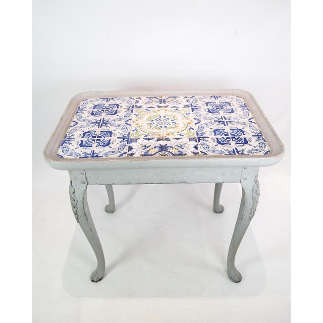 Rococo Grey Painted Tiled Table, 1780s For Sale - Image 6 of 13