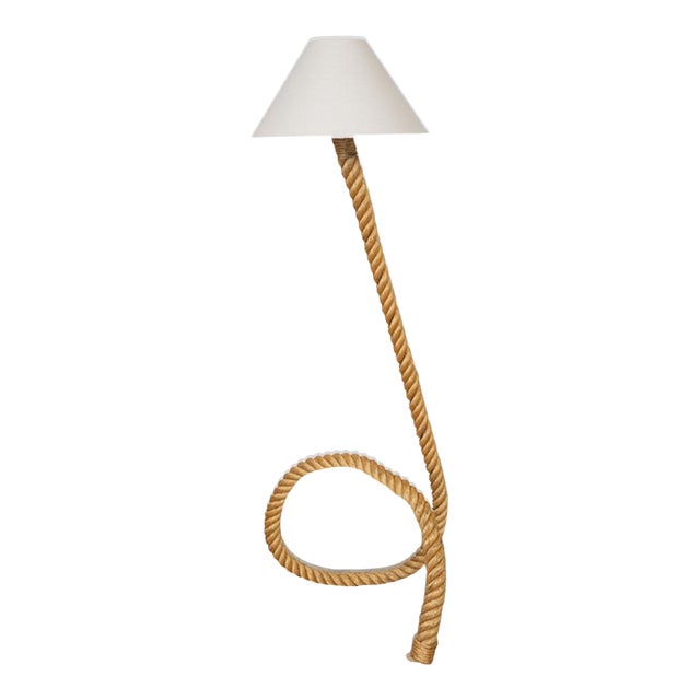 Large French Sculptural Rope Floor Lamp in the Style of Audoux-Minet For Sale