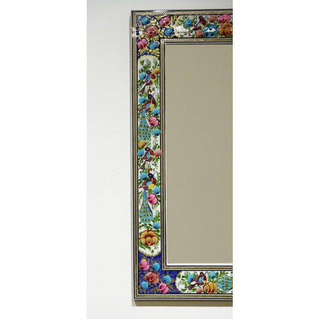 Hand-Painted Bird & Bloom Mirror, Decorative Floral Frame, 50 × 40.5 Cm For Sale - Image 4 of 7