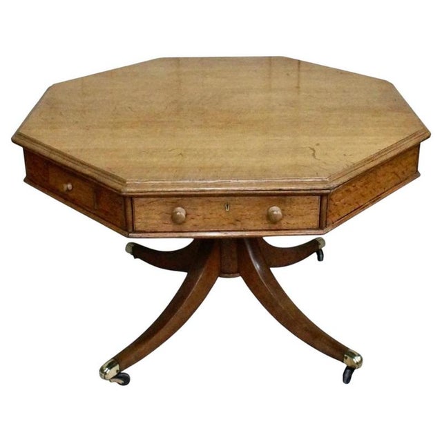 Antique Regency Octagonal English Oak Drum Table, 1810 For Sale - Image 10 of 10
