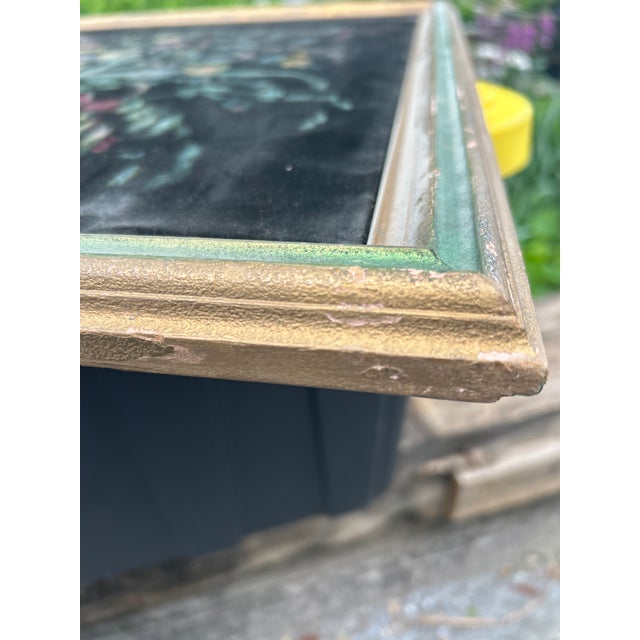 Large Mid-Century Original Floral Painting on Velveteen – Framed 29" X 25" For Sale - Image 9 of 12